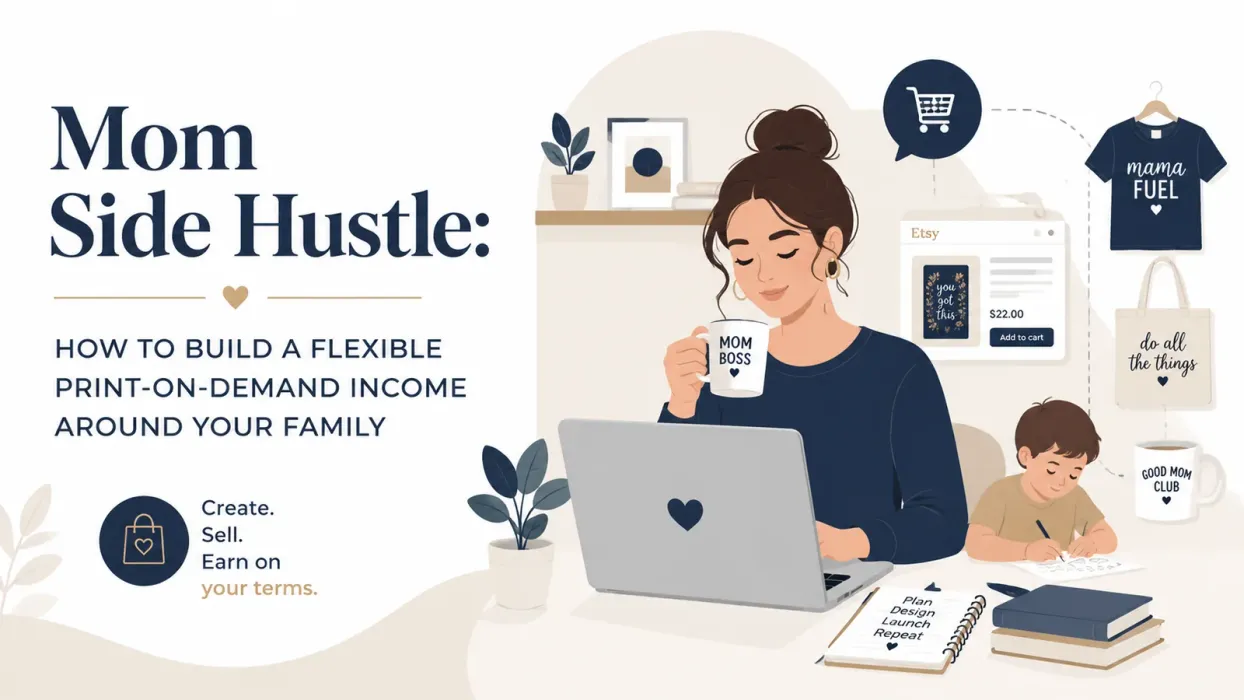 Mom Side Hustle: How to Build a Flexible Print-on-Demand Income Around Your Family - blog post