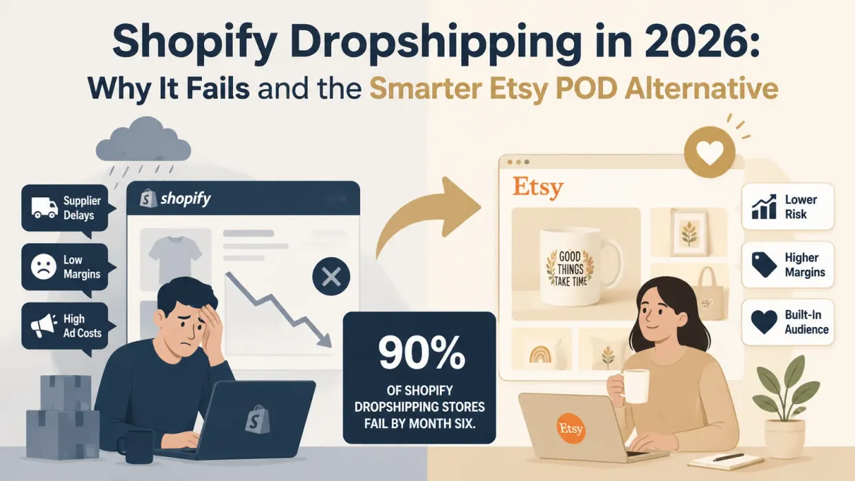 Shopify Dropshipping in 2026: Why It Fails and the Smarter Etsy POD Alternative - blog post