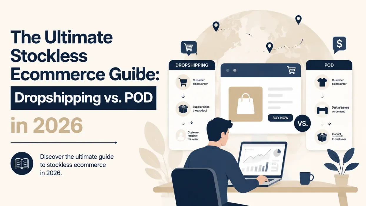 The Ultimate Stockless Ecommerce Guide: Dropshipping vs. POD in 2026 - blog post