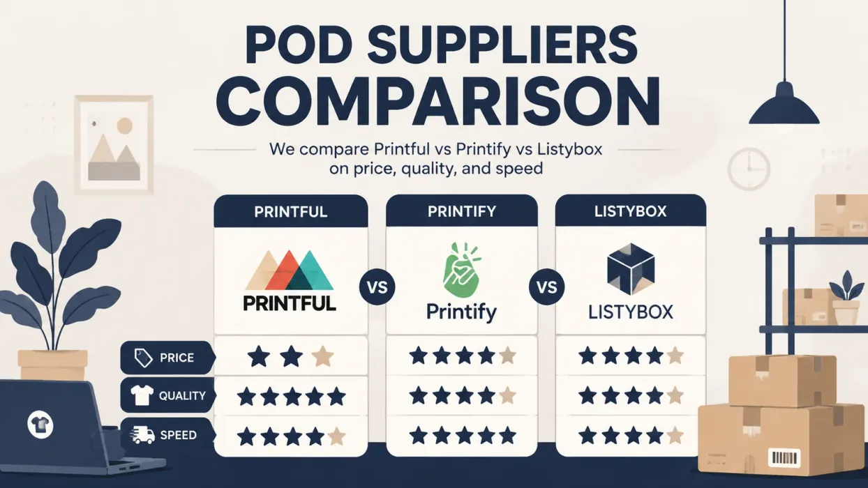 Pod Suppliers Comparison: Printful vs. Printify vs. Listybox - blog post