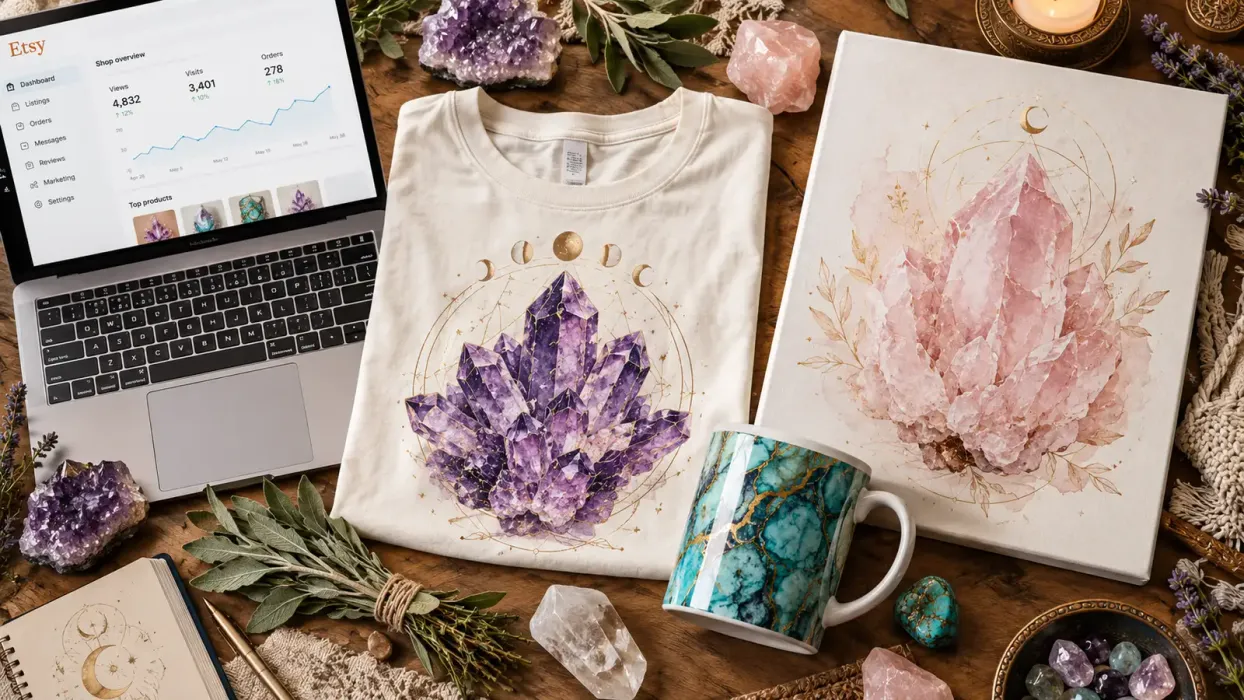 Niche Gemstones Print on Demand on Etsy: A 2026 Seller's Guide - blog post