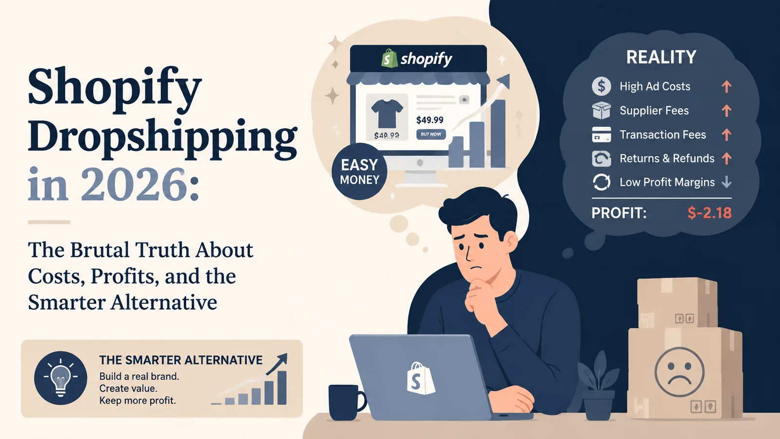 Shopify Dropshipping in 2026: The Brutal Truth About Costs, Profits, and the Smarter Alternative - blog post