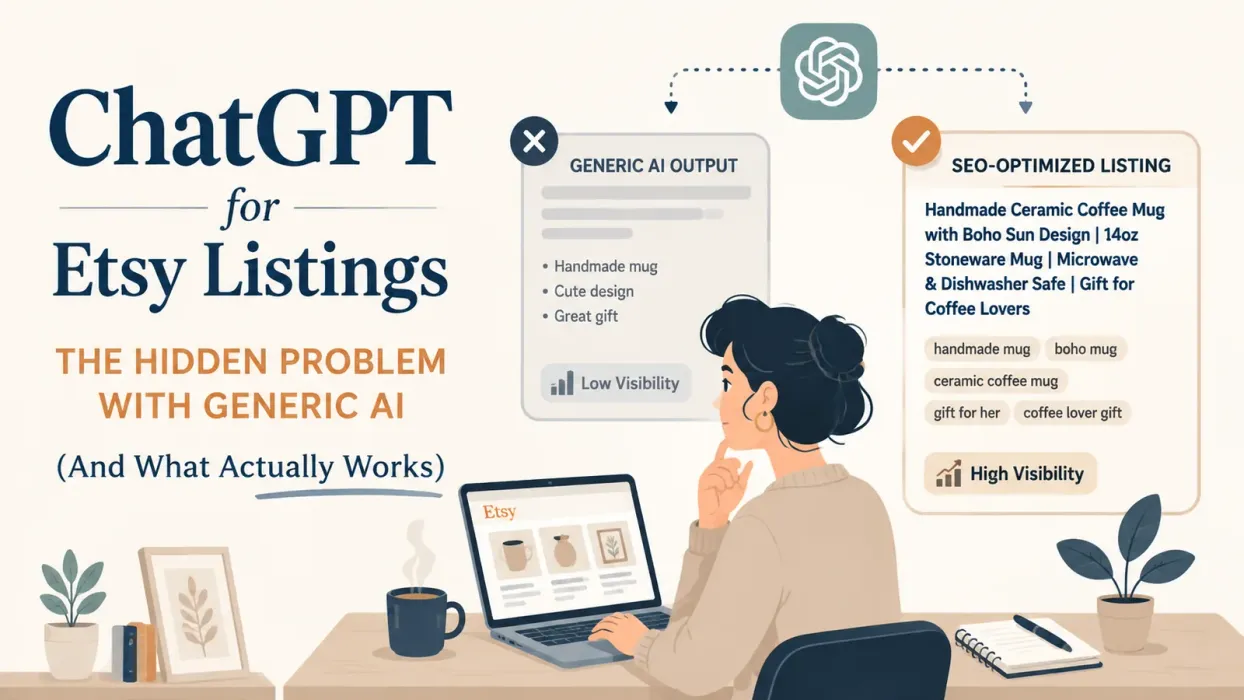 ChatGPT for Etsy Listings: The Hidden Problem with Generic AI (And What Actually Works) - blog post