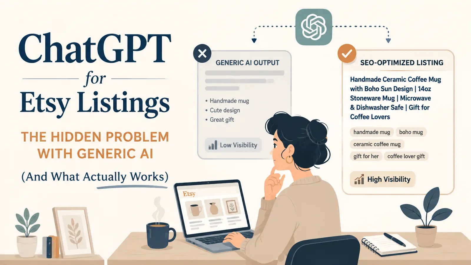 ChatGPT for Etsy Listings: The Hidden Problem with Generic AI (And What Actually Works) - post cover