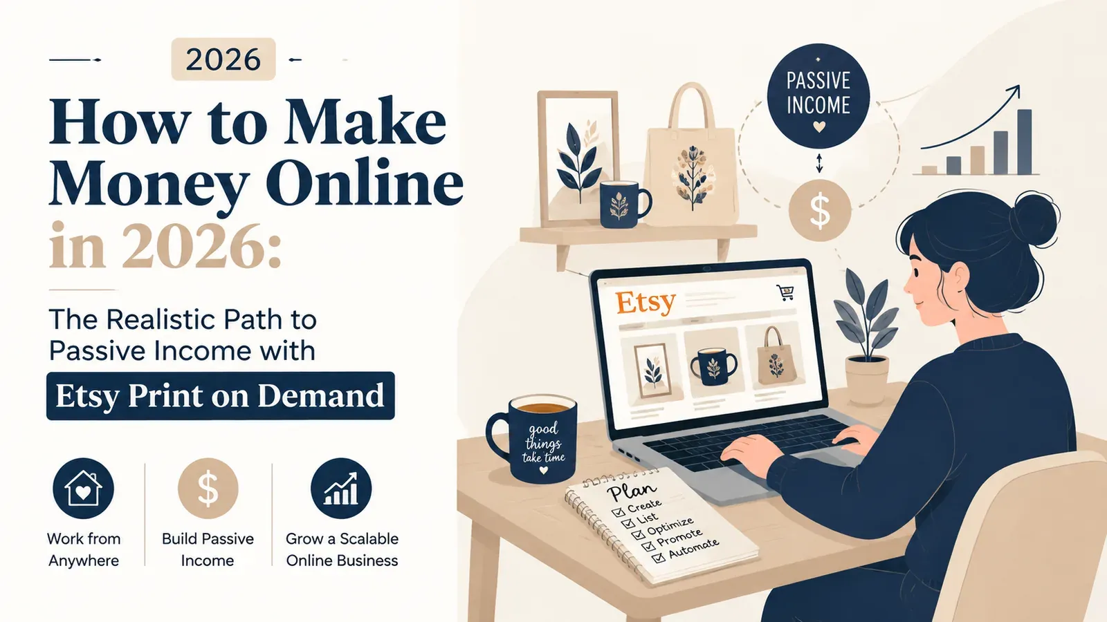 Pasif Gelir: Etsy ve Print on Demand ile Gerçek Kazanç Rehberi (2026) - yazı kapağı