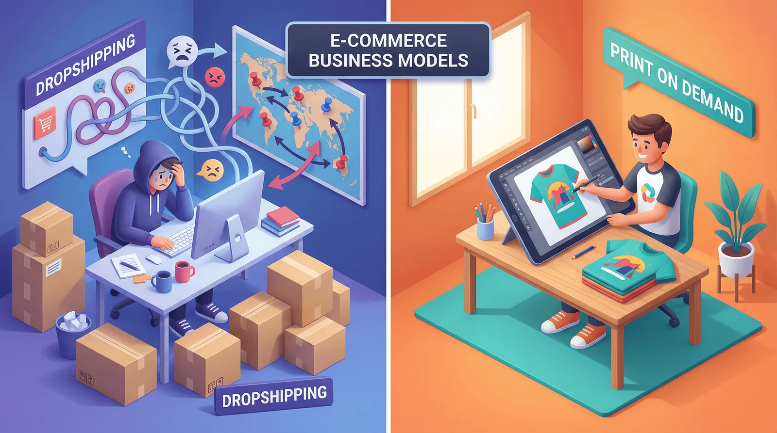 Dropshipping vs Print on Demand: The 2026 E-commerce Showdown - blog post