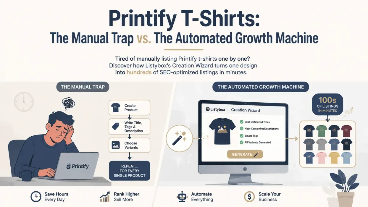 Printify T-Shirts: The Manual Trap vs. The Automated Growth Machine - blog post