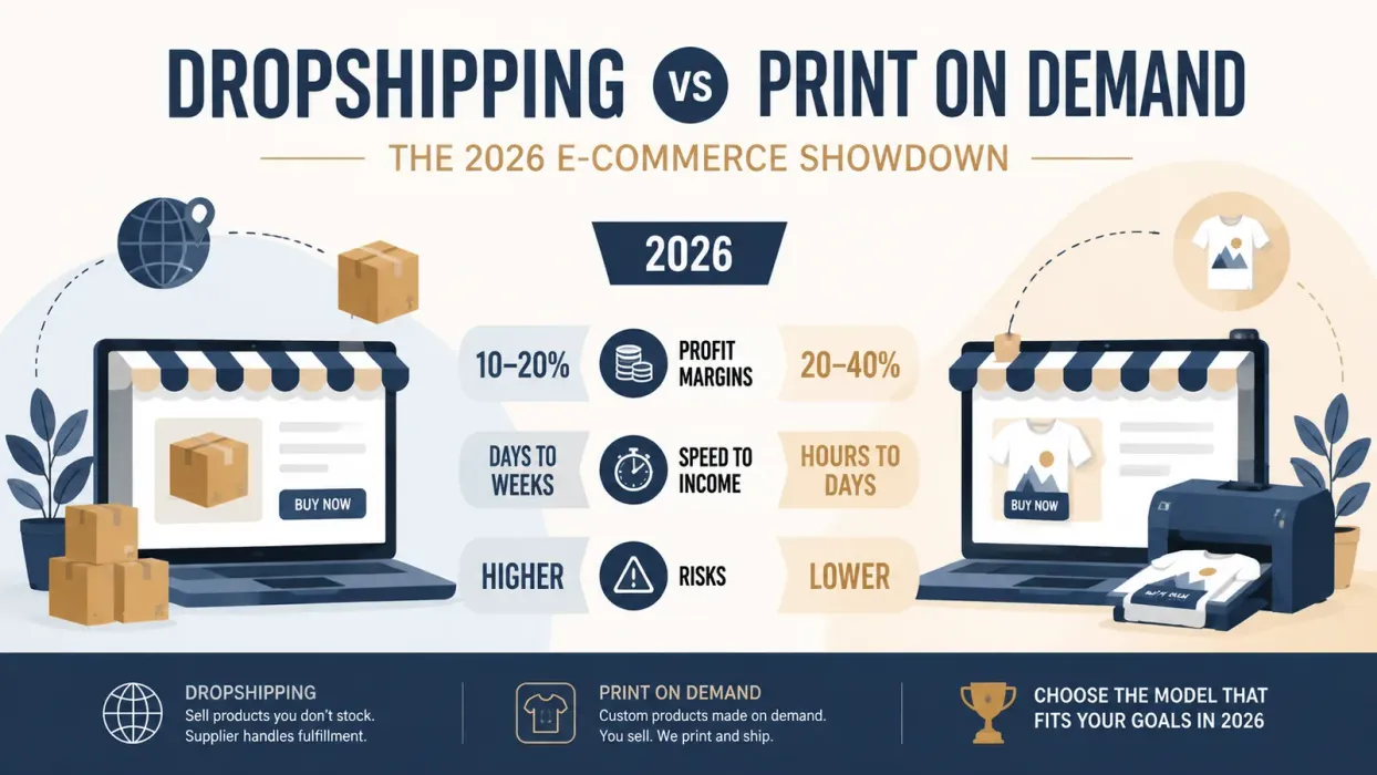 Dropshipping vs Print on Demand: The 2026 E-commerce Showdown - blog post