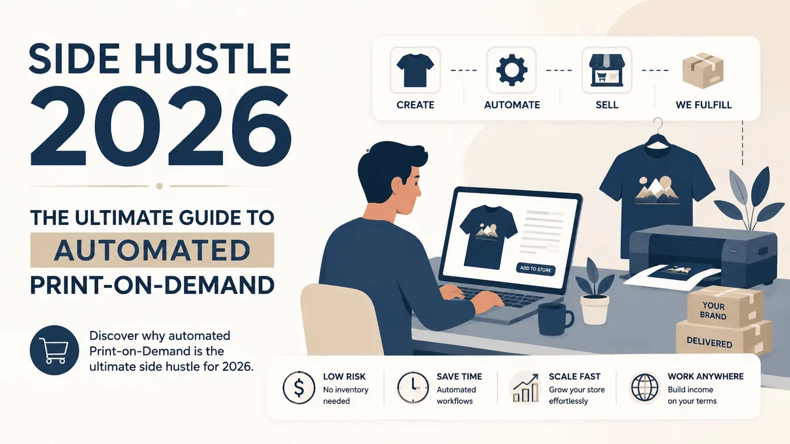 Side Hustle 2026: The Ultimate Guide to Automated Print-on-Demand - post cover