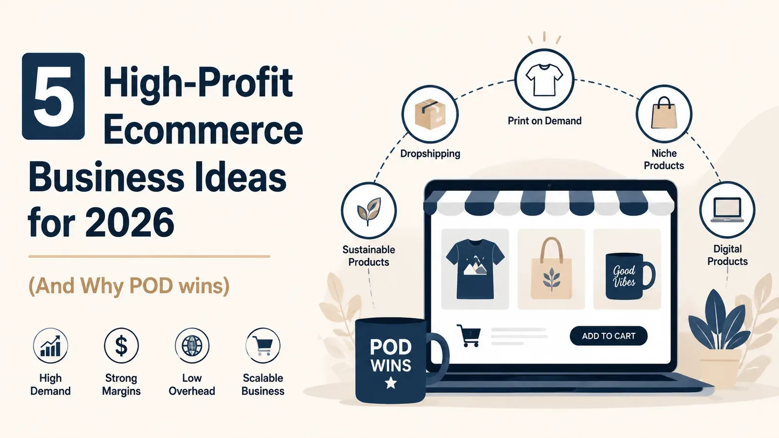 5 High-Profit Ecommerce Business Ideas for 2026 (And Why POD wins) - post cover