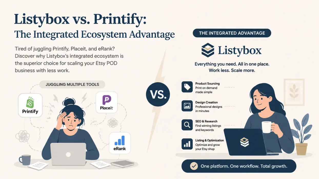 Listybox vs. Printify: The Integrated Ecosystem Advantage - blog post