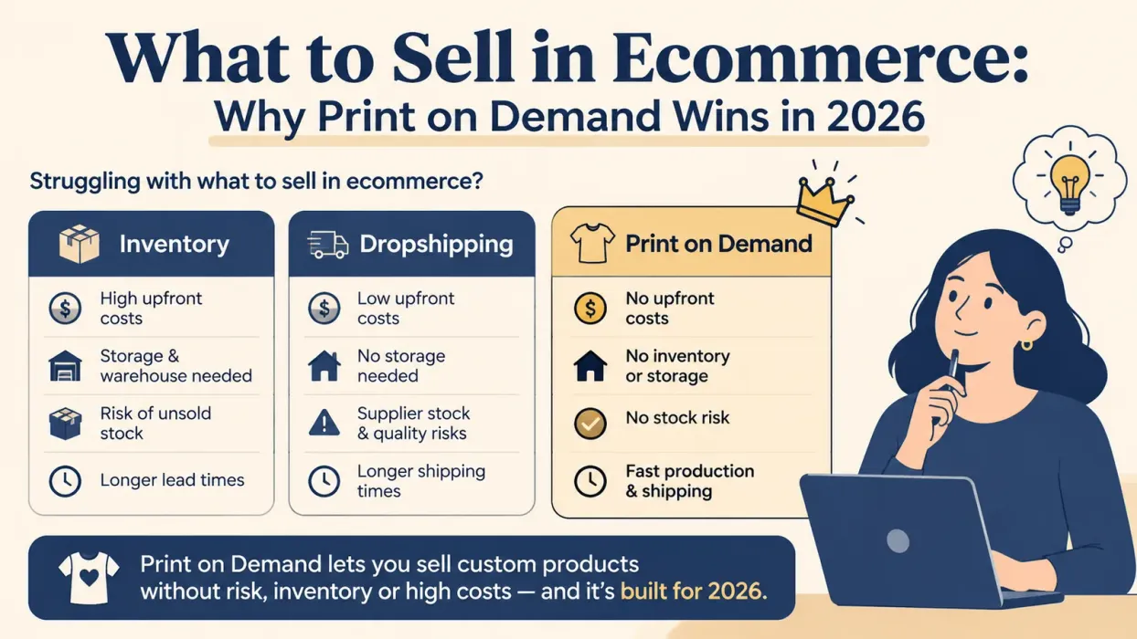 What to Sell in Ecommerce: Why Print on Demand Wins in 2026 - blog post