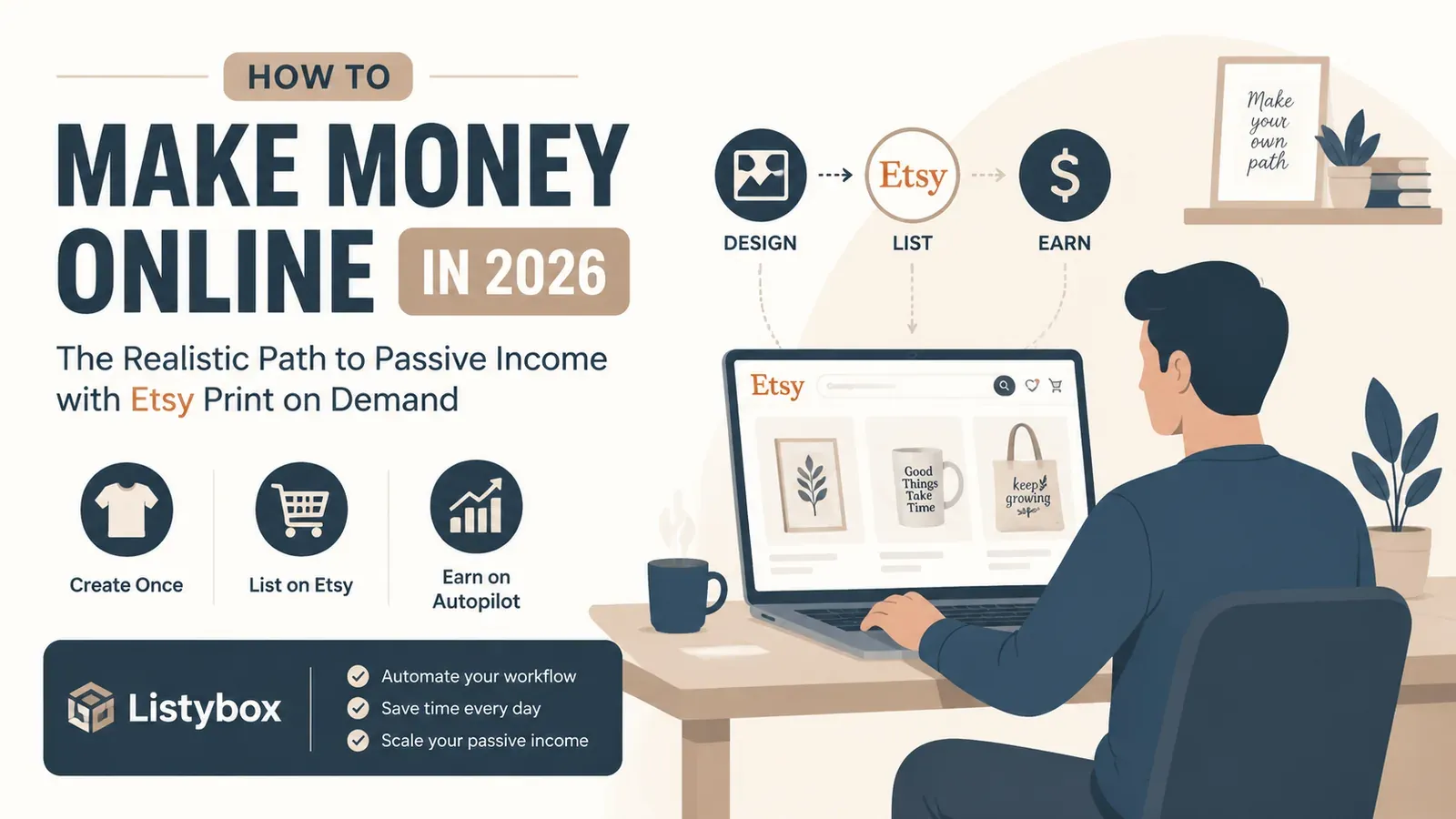 How to Make Money Online in 2026: The Realistic Path to Passive Income with Etsy Print on Demand - post cover