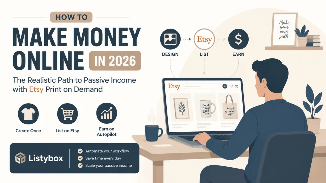 How to Make Money Online in 2026: The Realistic Path to Passive Income with Etsy Print on Demand - blog post