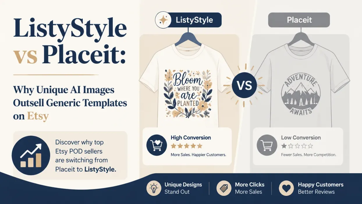 Listystyle vs Placeit: Why Unique Images Outsell Generic Templates on Etsy - blog post