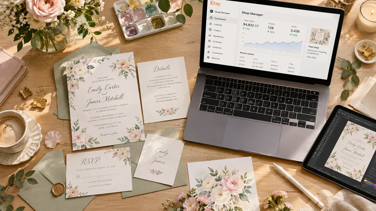Düğün Davetiyesi Şablonları Satmak: 2026 Etsy Rehberi - yazı kapağı