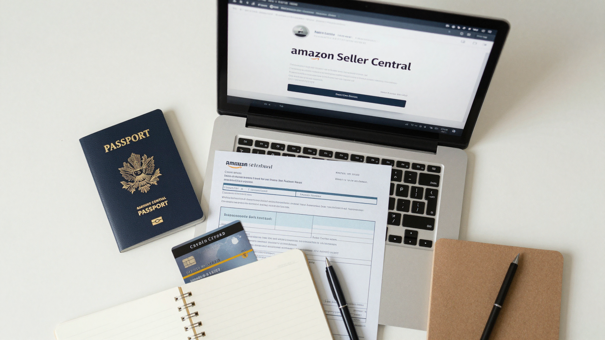 Amazon seller application required documents on desk