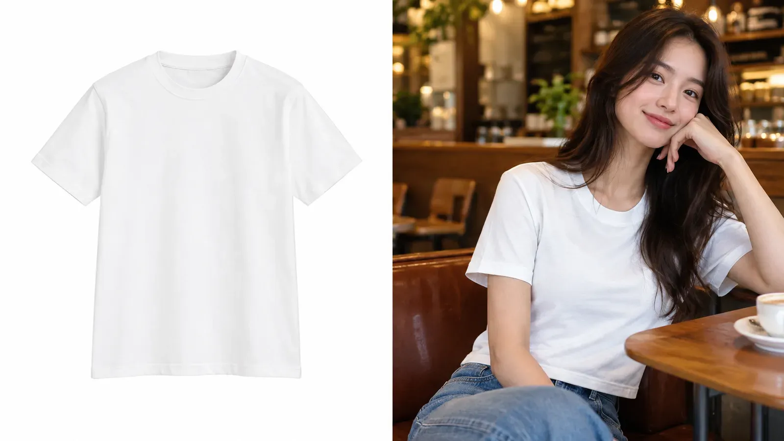 Generic t-shirt mockup vs styled lifestyle image