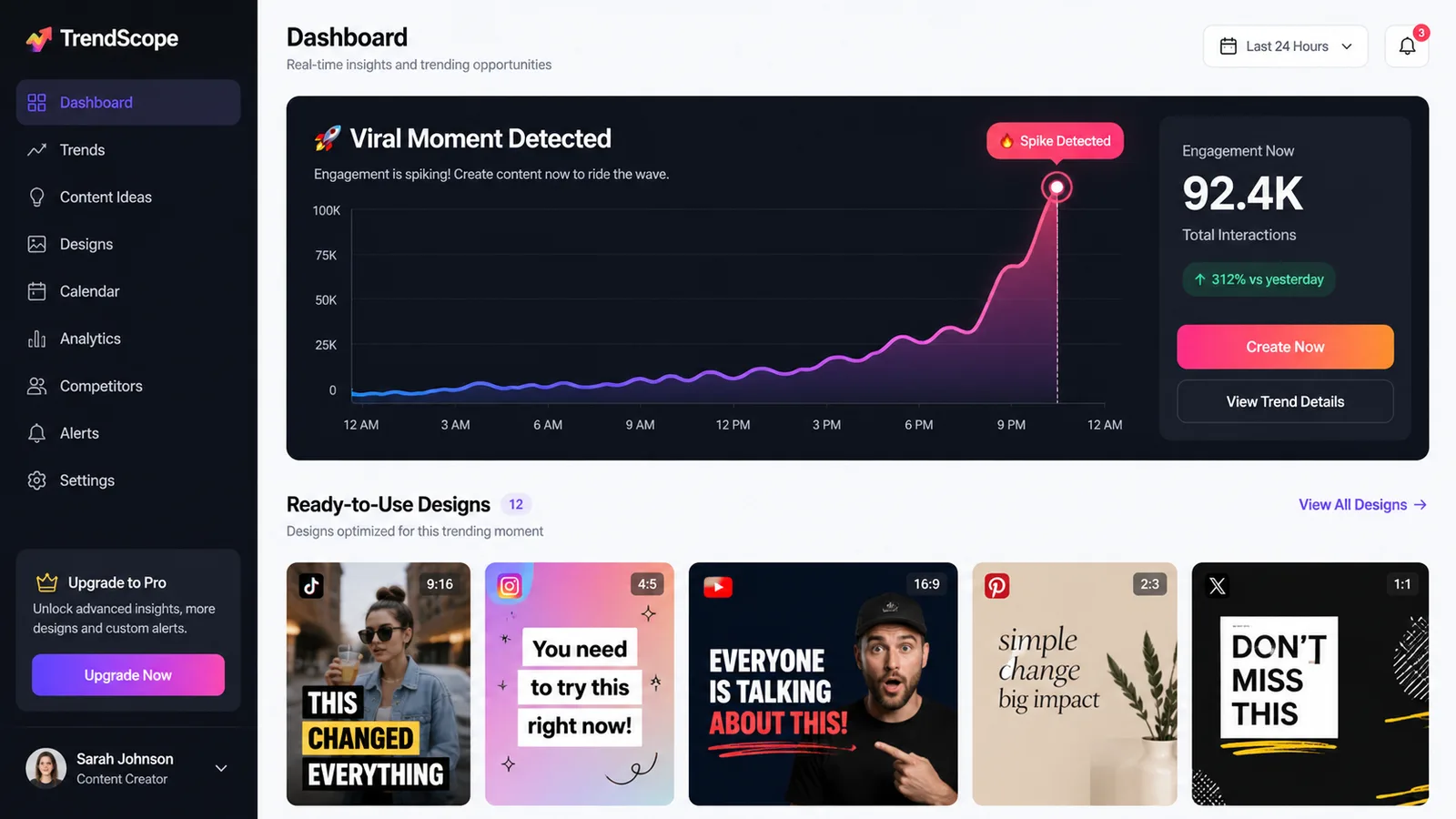 Listybox Trend Compass dashboard detecting a viral trend and showing ready designs