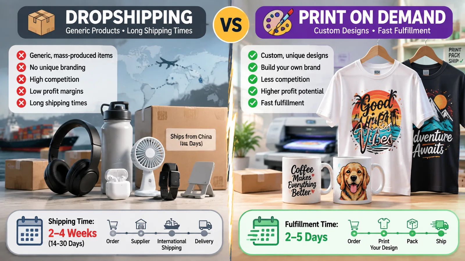 Comparison of dropshipping and print on demand business models