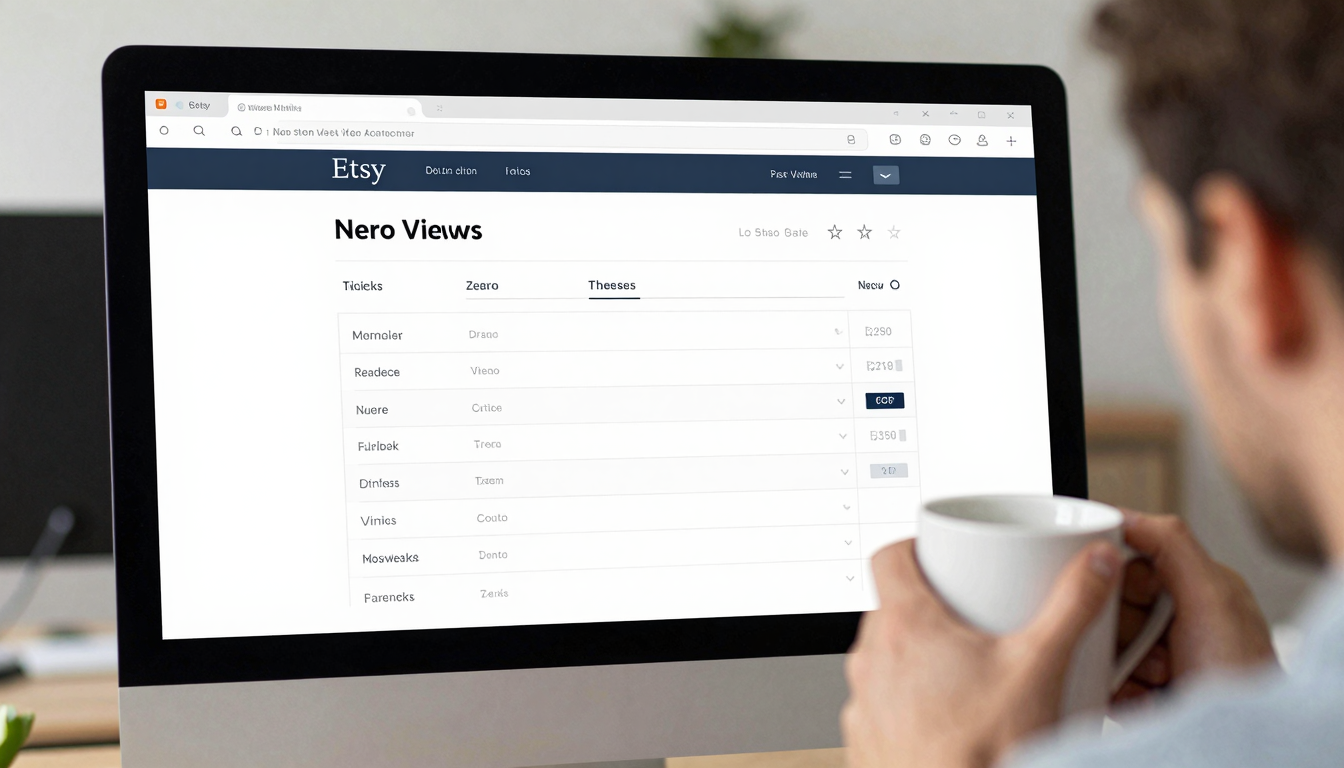 Etsy seller dashboard showing zero views on a new listing
