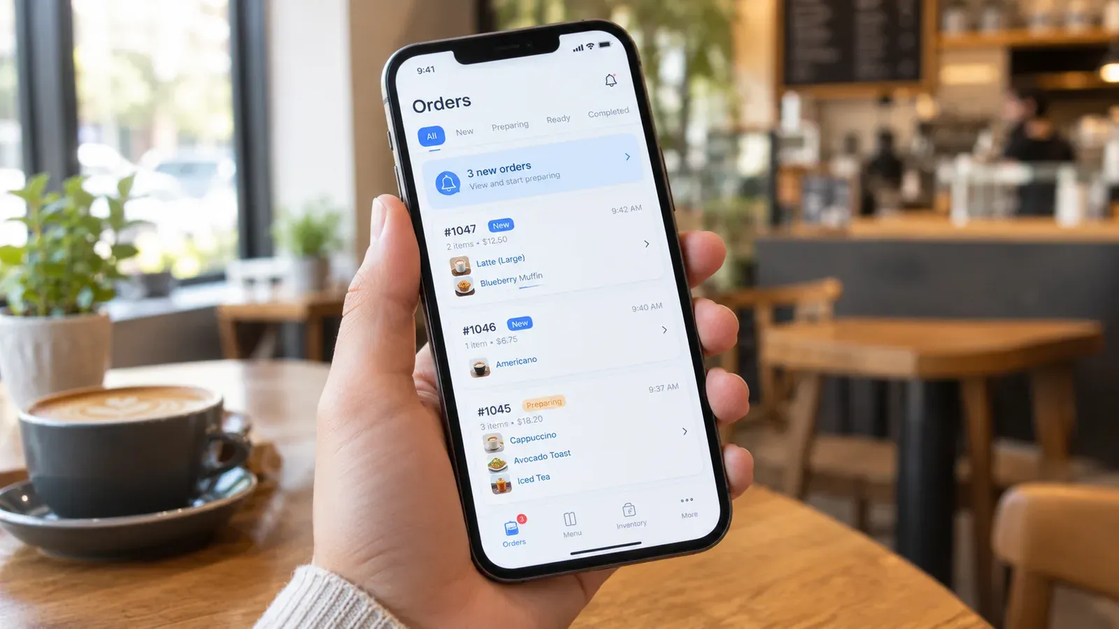 Smartphone with Etsy Seller app dashboard showing order notifications