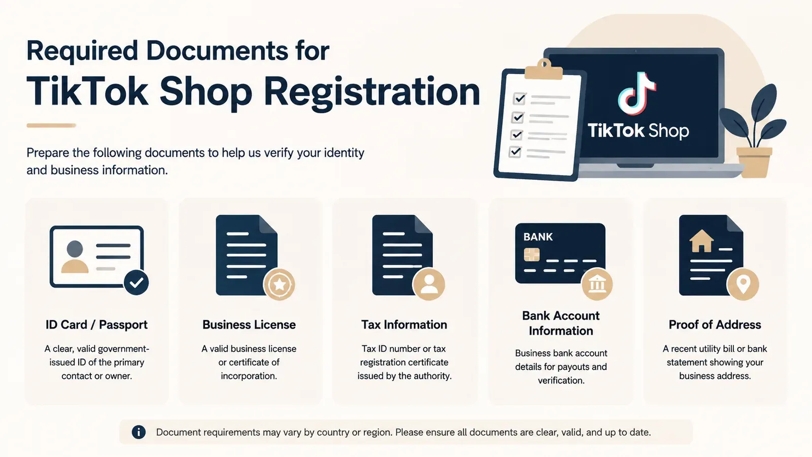 Required documents for TikTok Shop registration