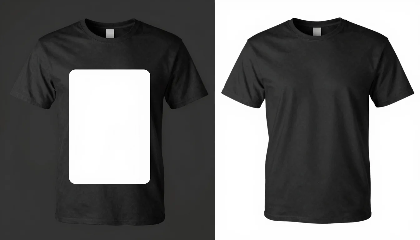 Before and after background removal on a t-shirt design