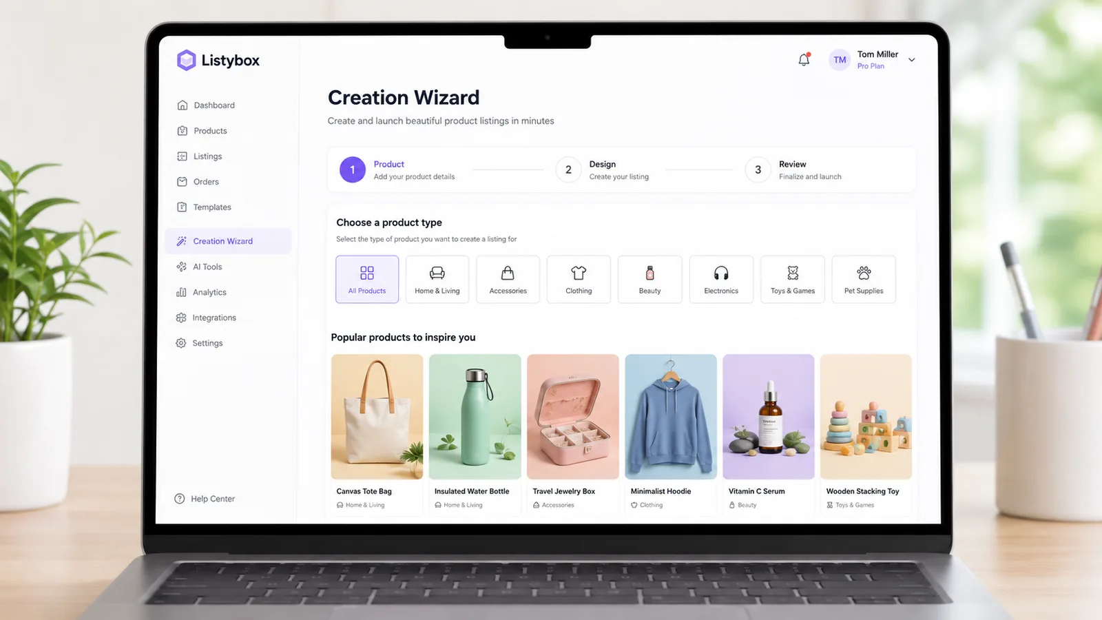 Listybox Creation Wizard bulk product generation dashboard