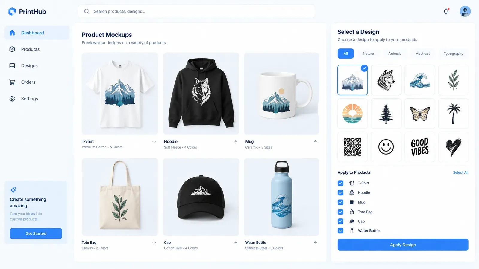 Listybox Creation Wizard combining designs and products in bulk