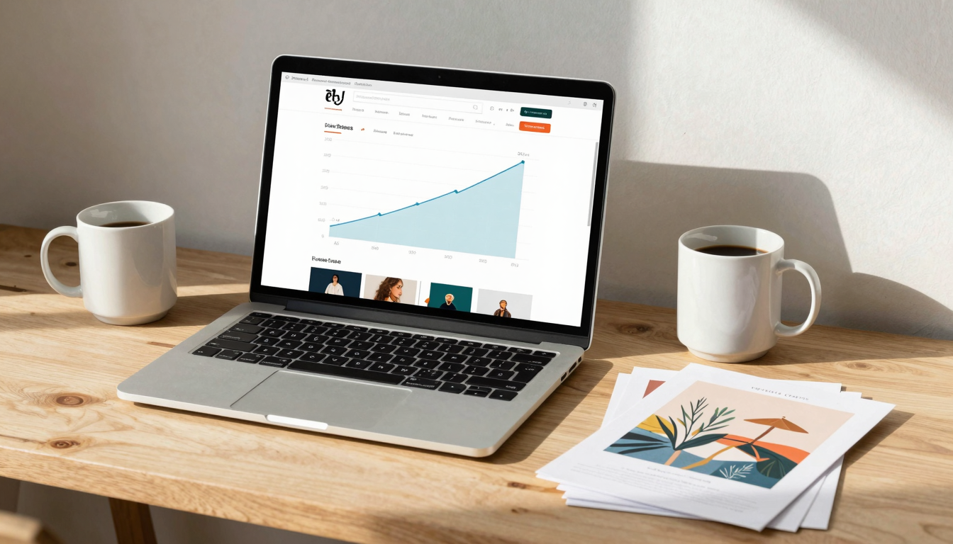 Etsy digital art shop growth dashboard with rising sales