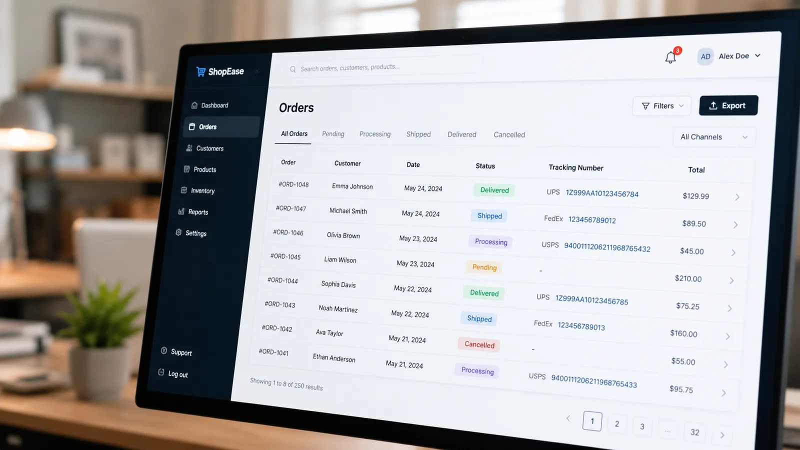 Automated order fulfillment dashboard with shipping labels
