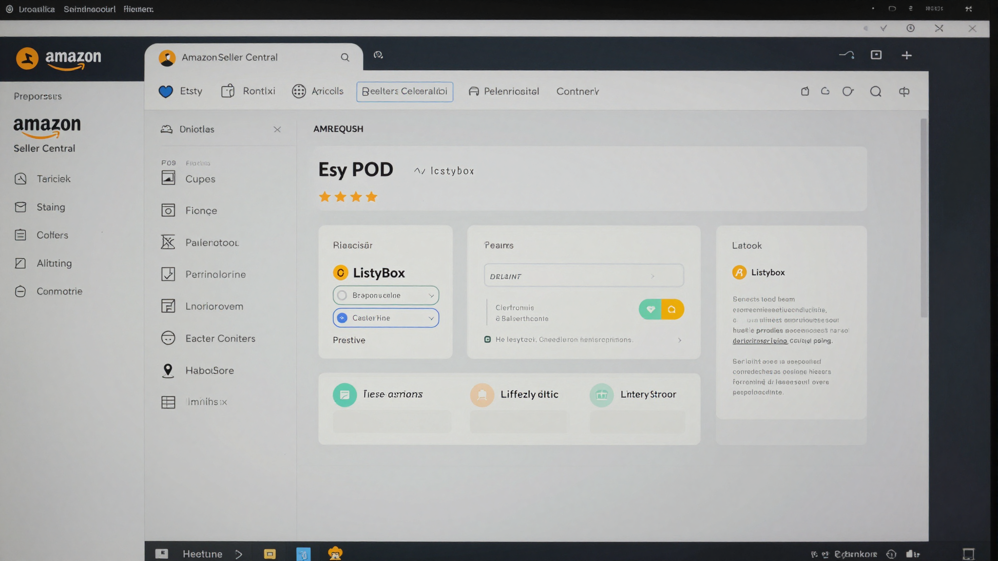 Side by side comparison of Amazon seller dashboard and Etsy POD dashboard