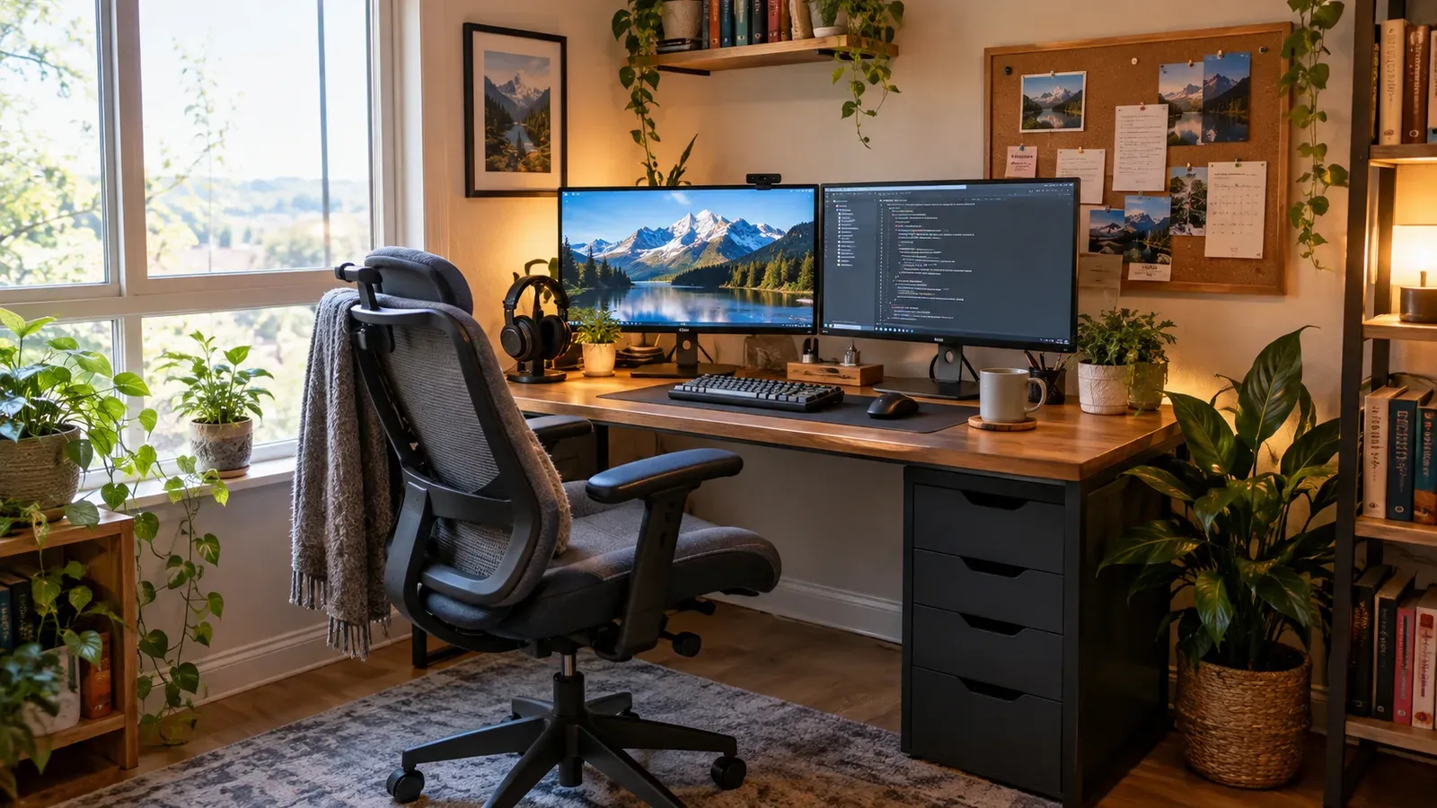 Cozy home office setup for an Etsy seller