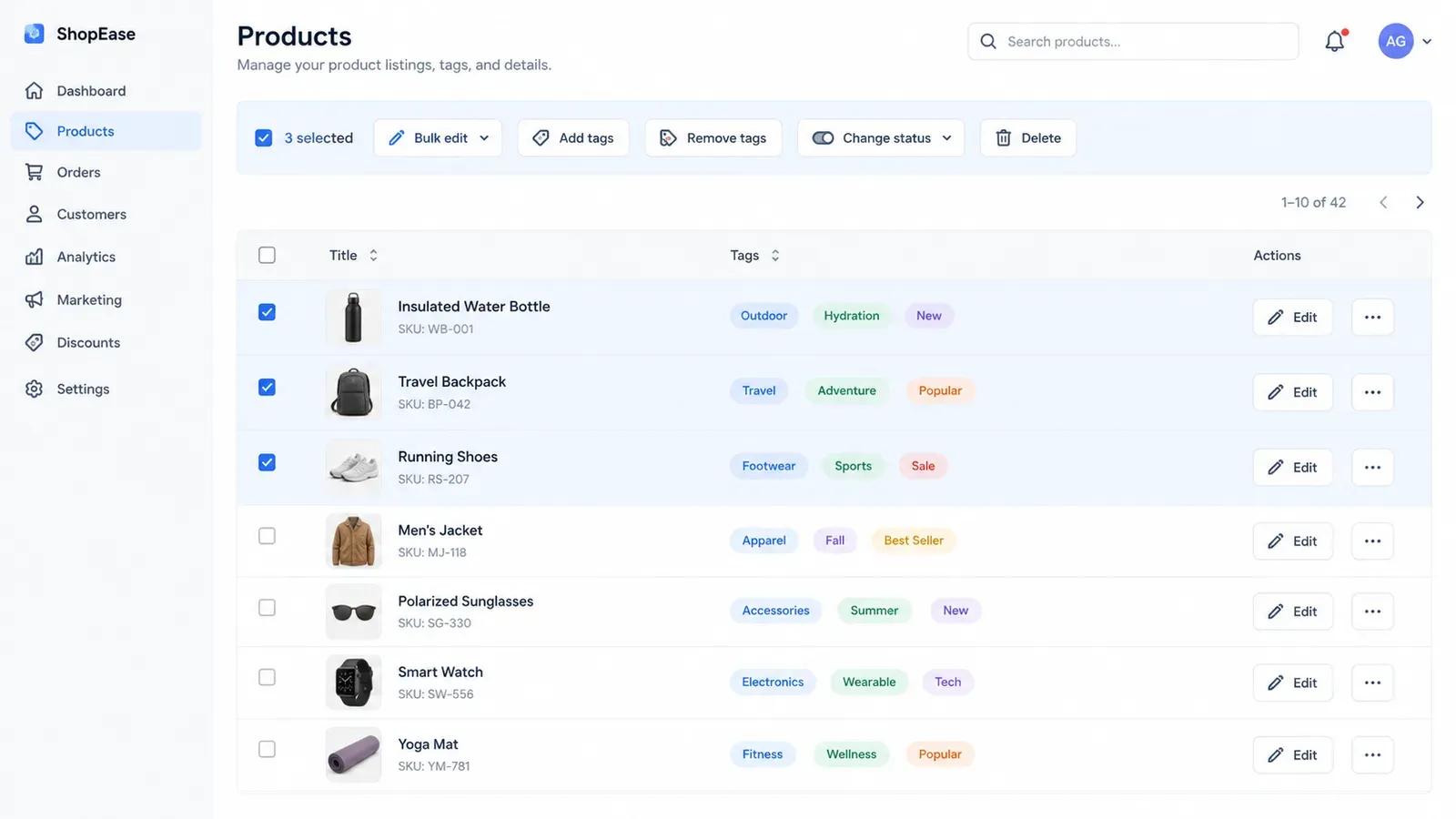 Listybox Bulk Edit panel for editing multiple Etsy listings at once