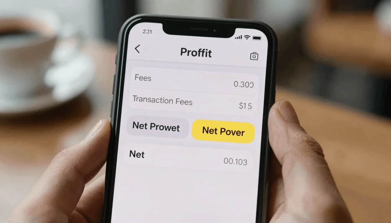 Etsy listing fee calculator on a smartphone