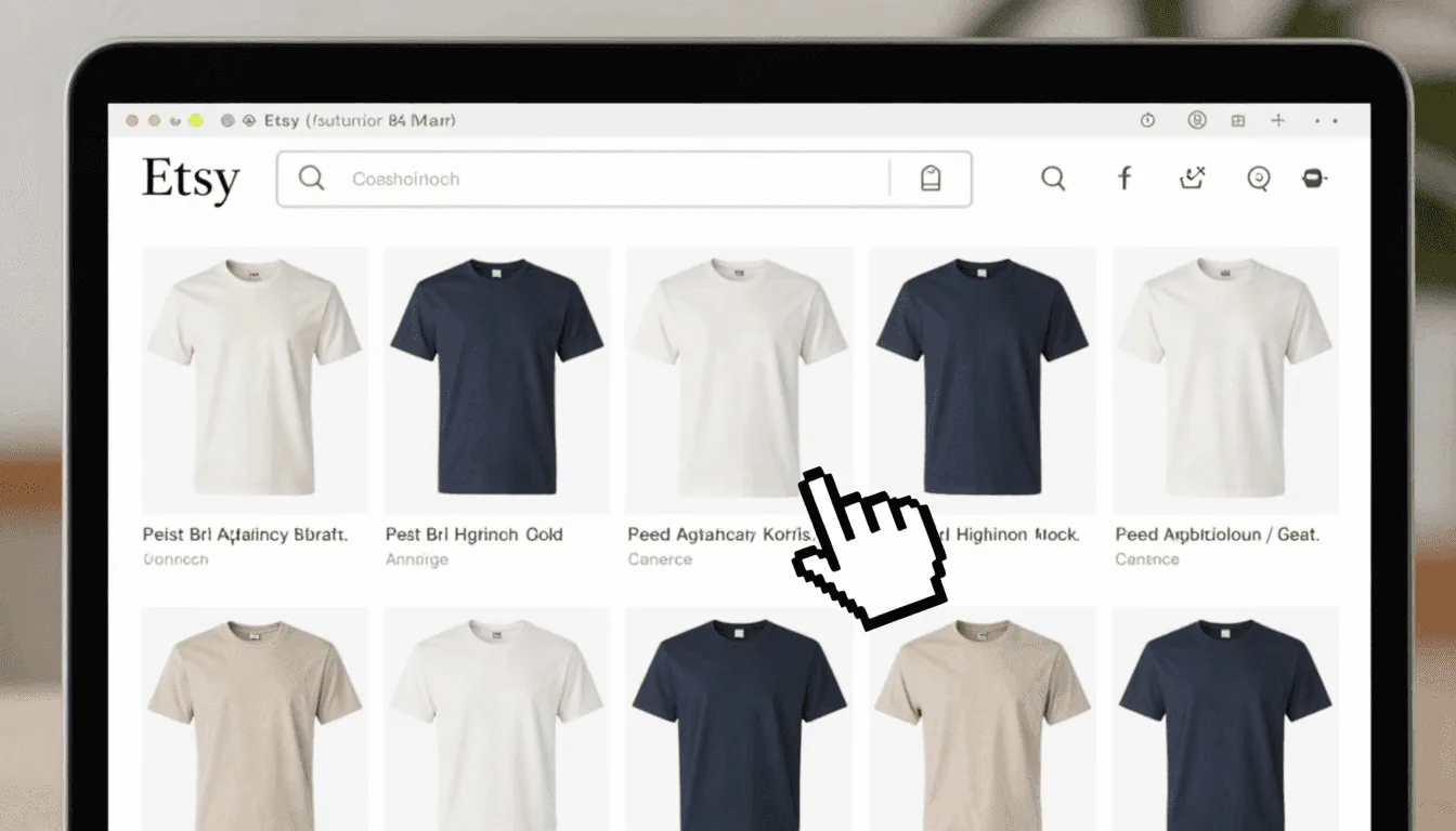Etsy search results showing multiple identical mockup images