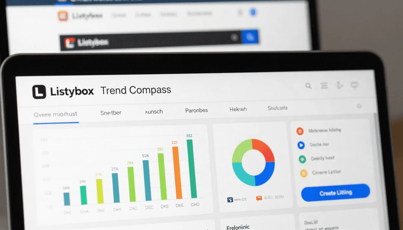 Listybox Trend Compass interface showing trending products